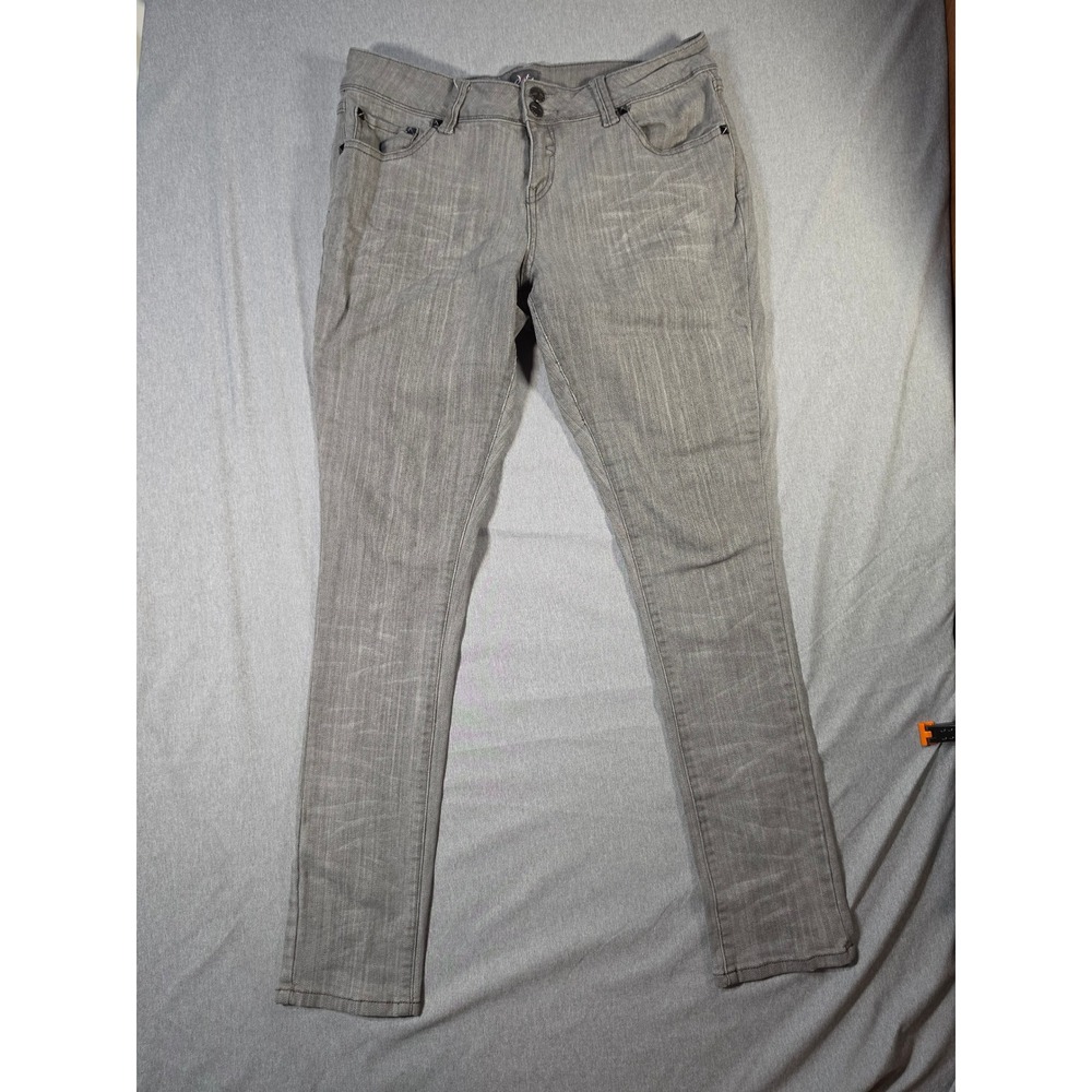 Dots Womens Gray Skinny Jeans Studded Pockets Stretch Denim Size 11/12